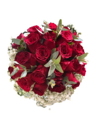 Σύνθεση Με Κόκκινα Τριαντάφυλλα Σε Γυάλινο Βάζο